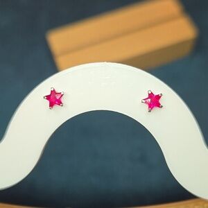 Sterling Silver Cubic Zirconia Star Stud Earrings Various Colors Brand New